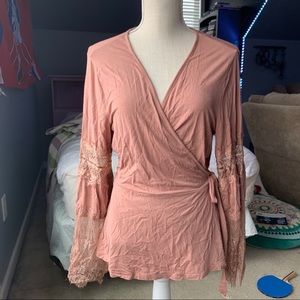pink wrap shirt